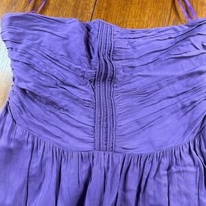 ROMY Strapless Ruched Smocked Back Dress Womens XL Purple Boho Event Prom Hoco‎